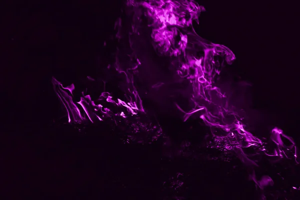 Flamme Violette Feu Brûlage Paille Riz Nuit — Photo
