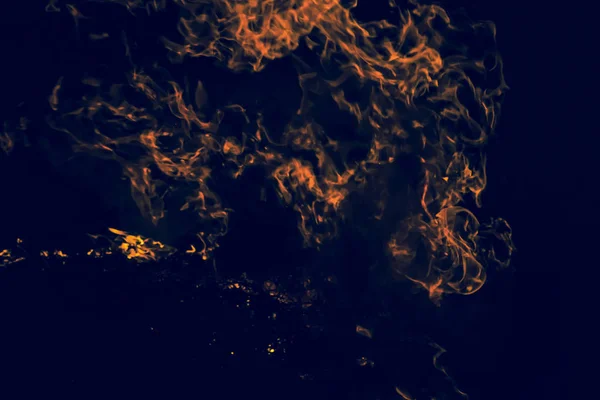 Fuego Quemadura Paja Arroz Por Noche — Foto de Stock