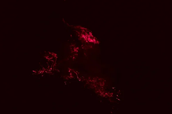Φωτιά Κάψιμο Του Ρυζιού Άχυρο Νύχτα Σκούρα Κόκκινη Φλόγα — Φωτογραφία Αρχείου