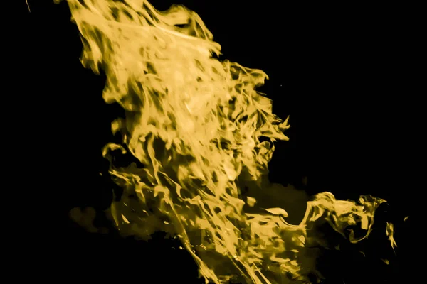 Llama Amarilla Fuego Quemadura Paja Arroz Por Noche — Foto de Stock
