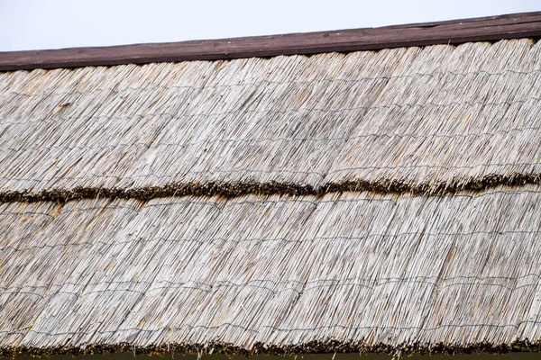 芦苇和稻草屋顶的坡度 — 图库照片