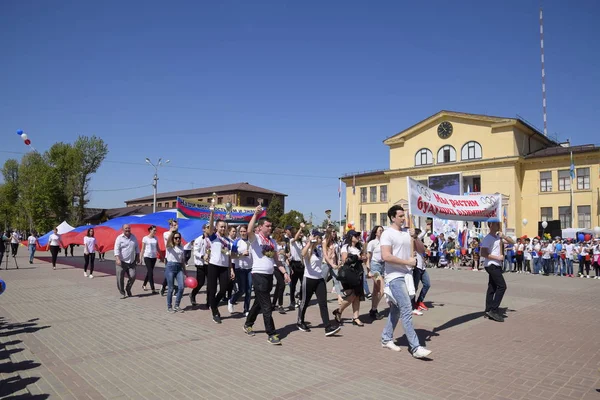 Slavyansk Kuban Rusia Mayo 2018 Solemne Portación Bandera Rusia Por — Foto de Stock