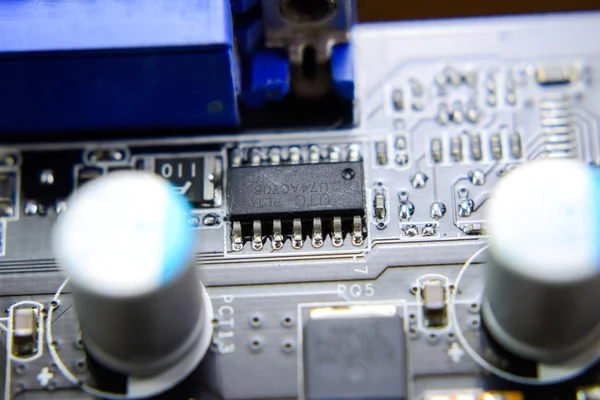 Electronic board with electrical components. Electronics of computer equipment — Stock Photo, Image