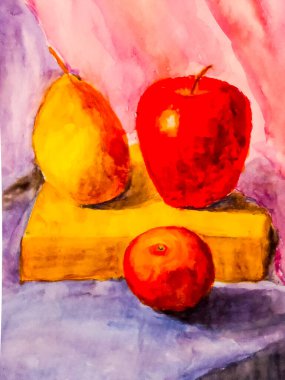 Resim natürmort. Armut ve elma tablo.