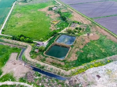 Arındırma tesisleri, kanalizasyon arıtma havuzları. Arazi dolumu