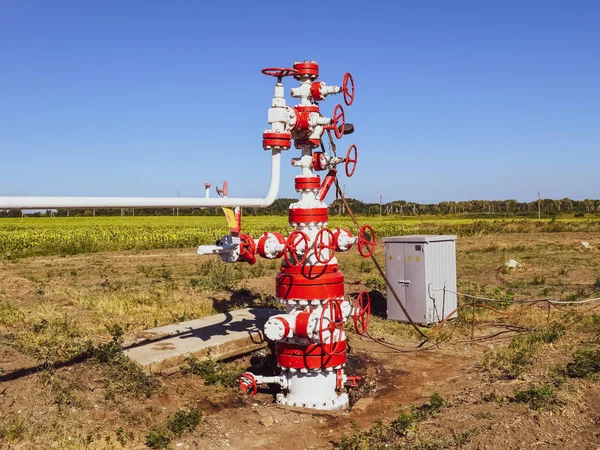 Bem para a produção de petróleo e gás. Equipamento de poço de petróleo. Produção de petróleo — Fotografia de Stock