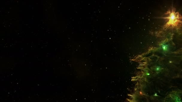 Green Yellow Nebula Christmas Fir Tree background seamless loop 4k resolution. — Stock Video