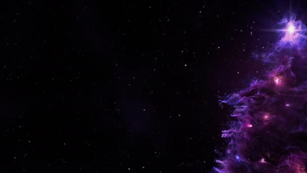 Purple Violet Nebula Christmas Fir Tree fundo sem costura loop resolução 4k . — Vídeo de Stock