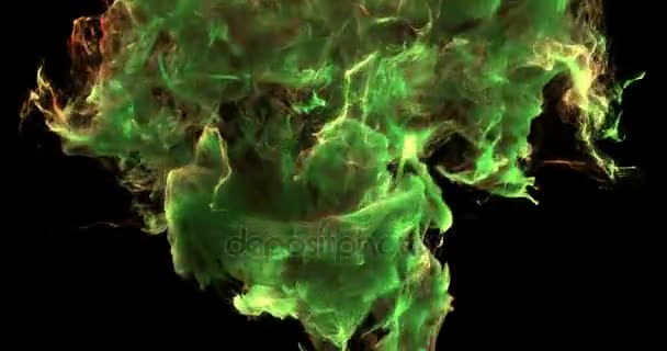 モーション バック グラウンド Vj ループ - 緑と黄色の粒子 4 k + マット — ストック動画