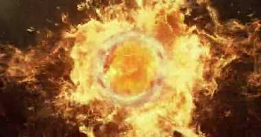 Hareketli arka plan Vj Loop - turuncu Lens küre portakal yangın parçacıklar 4k