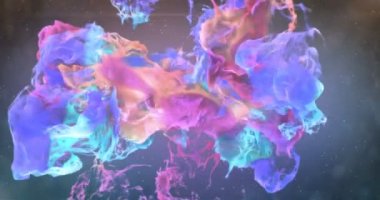 Hareketli arka plan Vj Loop - pembe turuncu mor mavi renkli parçacıklar 4k