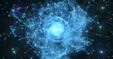 Kalp gibi atan dijital ikili veri ağları soyut hareket arka plan 4k