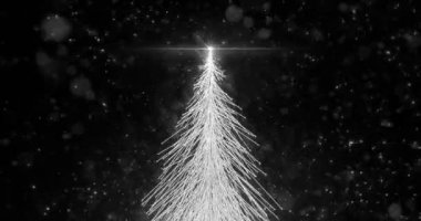 Animasyonlu beyaz Noel köknar ağacı Star arka plan sorunsuz döngü 4k çözünürlük.