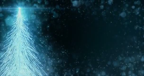 4 k 해상도에서 애니메이션된 블루 크리스마스 전나무 트리 스타 배경 원활한 루프. — 비디오