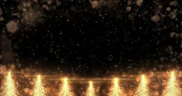 Animado Golden Christmas Fir Tree Star fondo lazo sin costuras resolución 4k . — Vídeo de stock