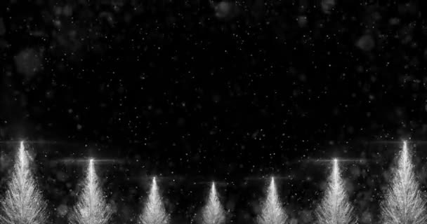 アニメーション ホワイト クリスマス パイン ツリーの星の背景のシームレスなループ 4 k 解像度. — ストック動画