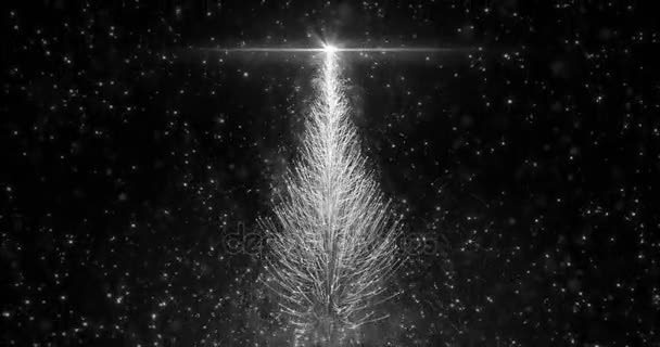 Animado blanco navidad pino árbol estrella fondo lazo sin costuras resolución 4k . — Vídeos de Stock