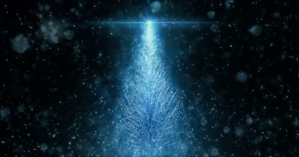 Animado azul pino de Navidad estrella fondo lazo sin costuras resolución 4k . — Vídeo de stock