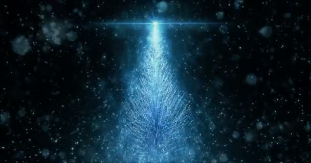 Animerade Blue Christmas Pine Tree Star bakgrund sömlös loop 4k upplösning. — Stockvideo