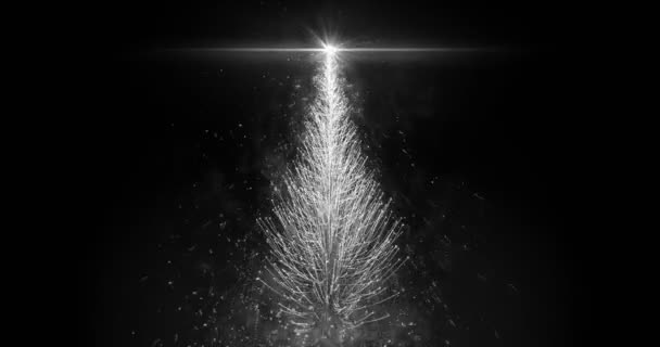 Animovaný bílá vánoční borovice strom hvězda izolované bezešvé smyčka 4k
