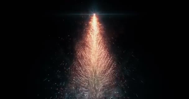 Animated Orange Christmas Pine Tree Star isolated seamless loop 4k resolution — Stock Video