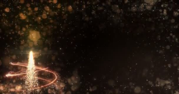 动画一颗金色的圣诞枞树星星背景景降雪 4 k 号决议 — 图库视频影像
