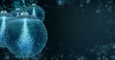 Mavi Noel topları önemsiz şey süsleme köknar ağacı arka plan döngü 4k çözünürlüklü