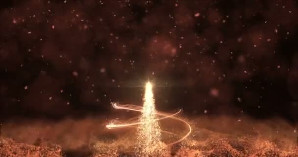 Animated Golden Christmas Fir Tree Star background bokeh snowfall 4k resolution