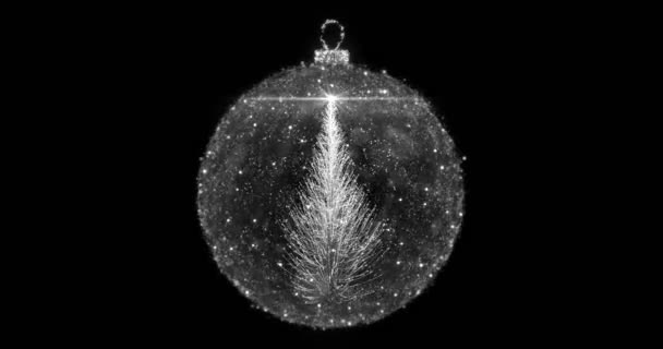 Putih mengisolasi Christmas Ball Bauble Ornament dengan Fir Tree loop 4k resolusi — Stok Video