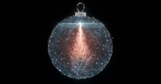 オレンジ モミの木ループ 4 k で分離のクリスマス ボールの安物の宝石飾り — ストック動画