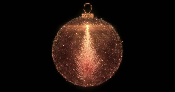 Isolierte goldene Weihnachtskugel Christbaumschmuck mit Tannenbaumschlaufe 4k — Stockvideo