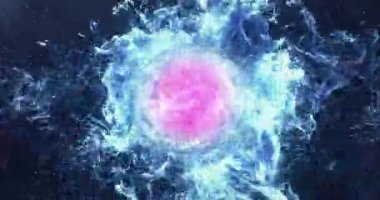 Hareketli arka plan Vj Loop - pembe Lens küre mavi parçacıklar 4k