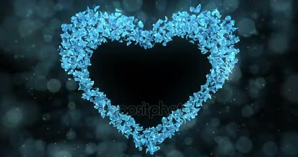 Blue Rose Flower Petals In Heart Shape Alpha Matte Loop Placeholder 4k
