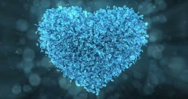 Mavi gül çiçek yaprakları güzel kalbinde arka plan döngü 4 k şekil