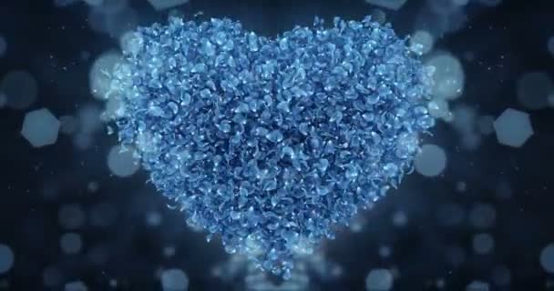 Pétales de fleurs de rose bleue en forme de coeur beau fond boucle 4k — Video