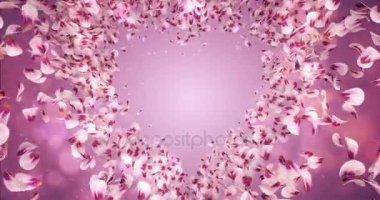 Pembe Gül Sakura çiçek yaprakları kalp şekli arka plan yer tutucuda 4 k döngü