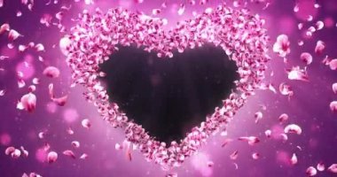 Pembe Gül Sakura çiçek yaprakları kalbinde Alfa mat döngü yer tutucu 4 k şekil