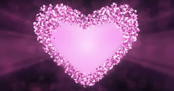Розовая роза Сакура Цветочные лепестки в форме сердца Альфа Матте Петля Placeholder 4k — стоковое видео