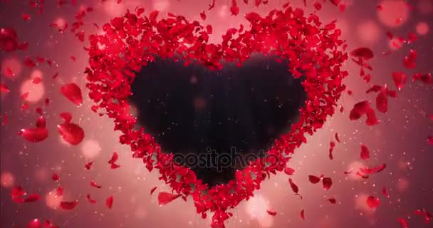 Červená růže okvětní v srdci obrazce zástupný symbol alfa matný smyčka 4k