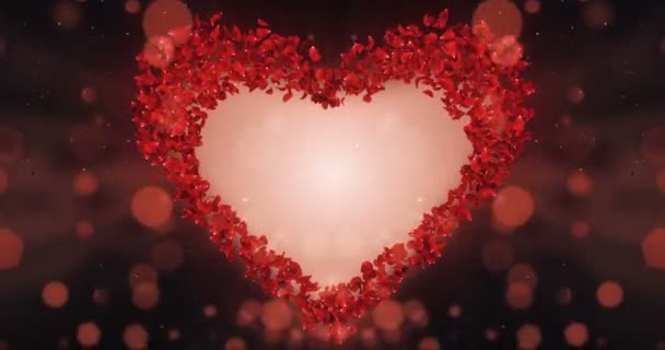 Rote Rosenblütenblätter in Herzform alpha matte Schleife Platzhalter 4k — Stockvideo
