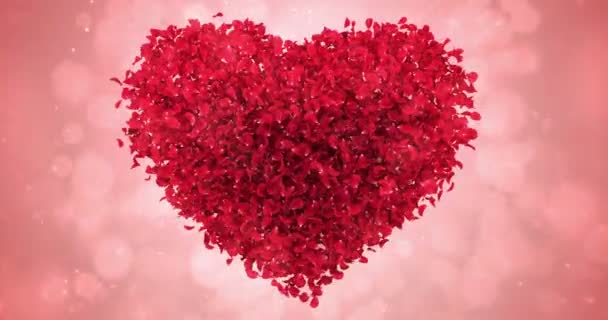 Piros rózsa virágszirmok szép szív alakú háttér Loop 4k