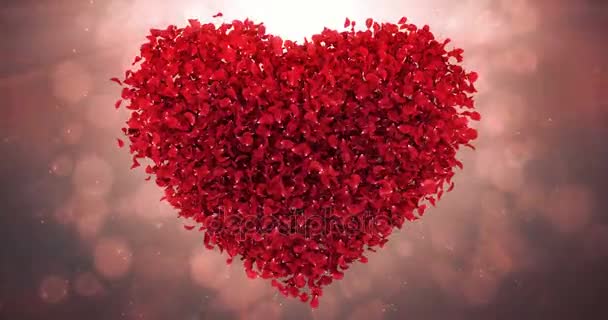 Piros rózsa virág szirmai szerelem szív Valentin esküvői háttérben hurok 4k