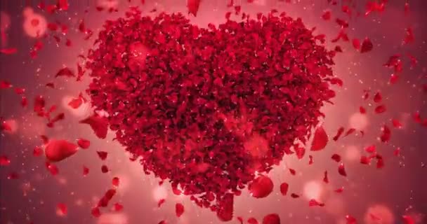 Červená růže květ padající okvětní lístky lásky srdce Valentine svatební pozadí smyčky 4k