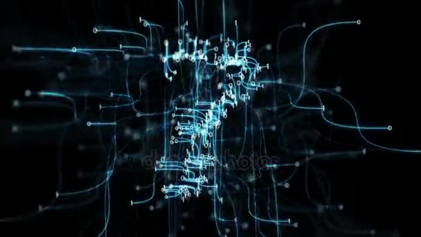 Digital Binary Pipes Plexus Contagem regressiva - Rotativa movimento abstrato Alpha Matte 4k — Vídeo de Stock