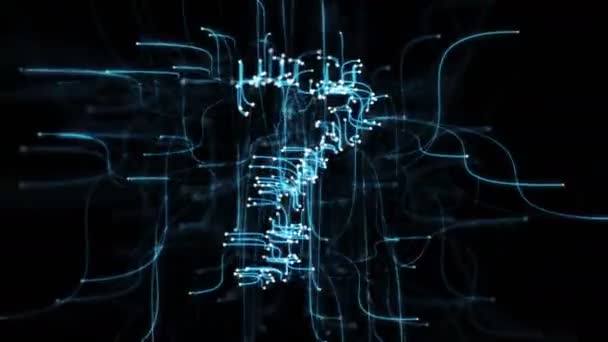 Digitala rör Plexus Countdown - roterande abstrakt Motion alfa Matt 4k — Stockvideo