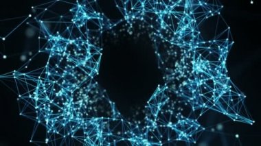 Hareketli arka plan - dijital pleksus veri ağları Alfa mat döngü