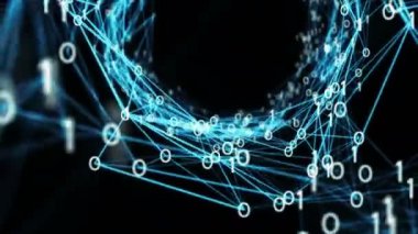 Hareketli arka plan - dijital ikili pleksus tüneli üzerinden uçan bir