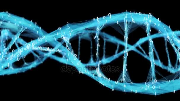 Motion Background Digital Binary Polygon Plexus DNA molecule 4k Loop Alpha Matte — Stock Video