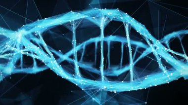 Hareketli arka plan dijital çokgen pleksus Dna molekülü 4k döngü