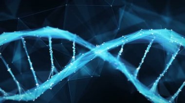 Hareketli arka plan dijital çokgen pleksus Dna molekülü 4k döngü